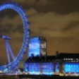 The London eye dressed in blue